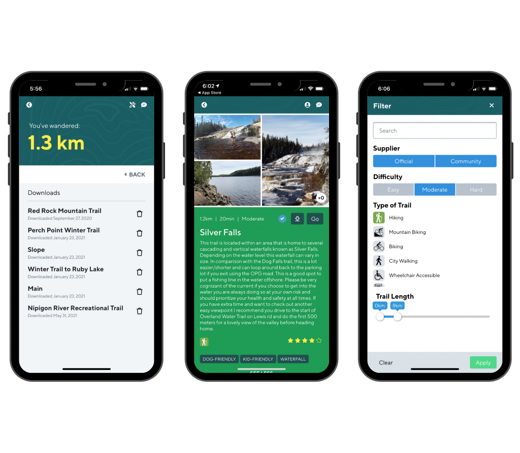 WAYfinder-app-thunder-bay-hiking-three-phone-screens
